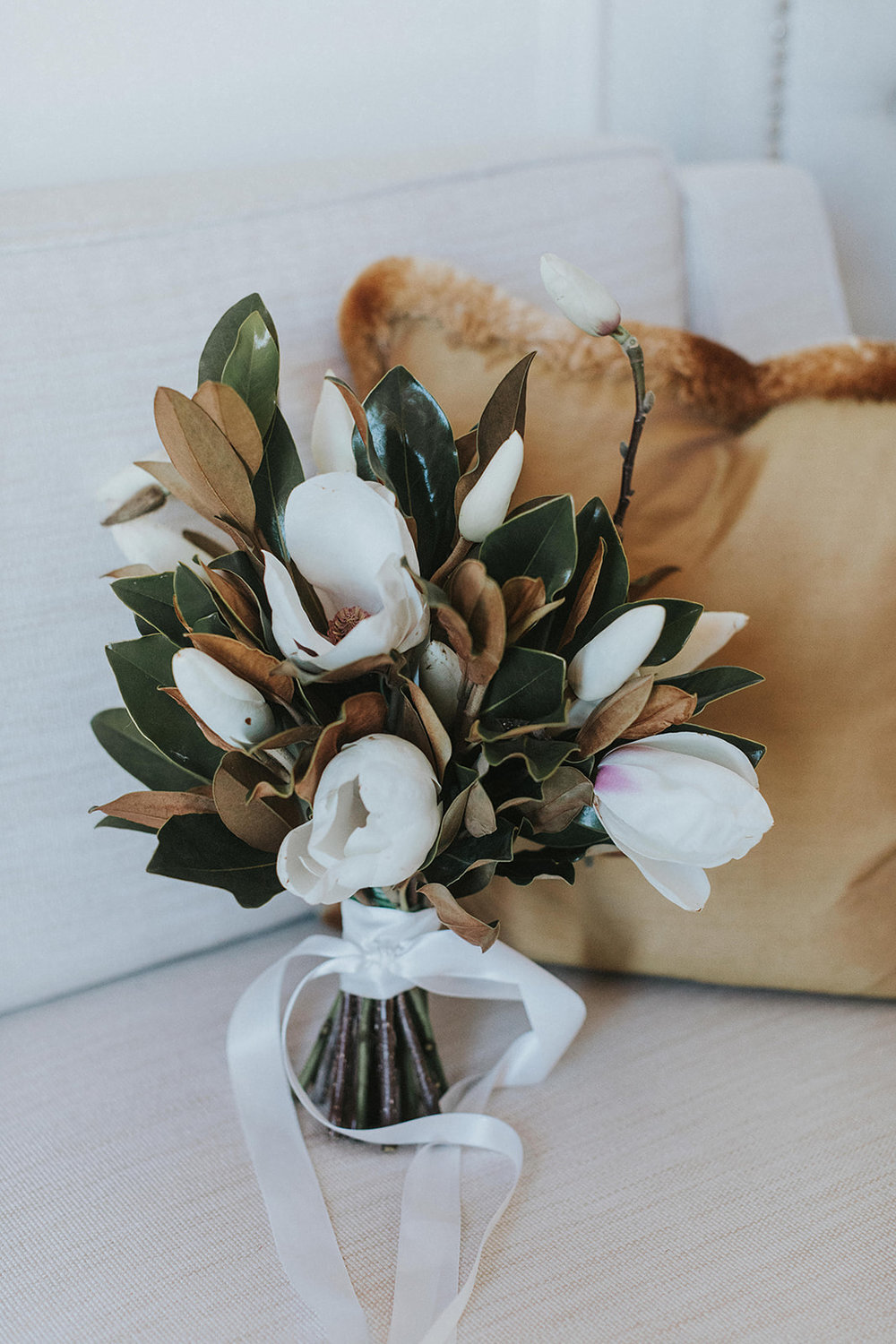 white magnolia bridal bouquet