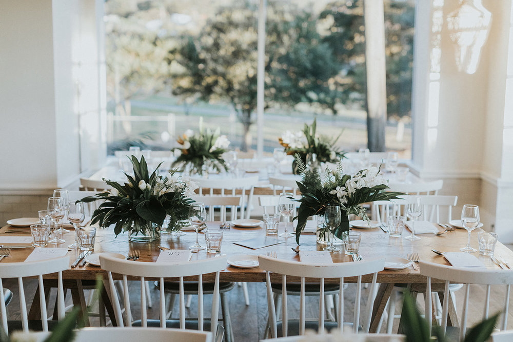 flowers for table at watsons bay hotel wedding