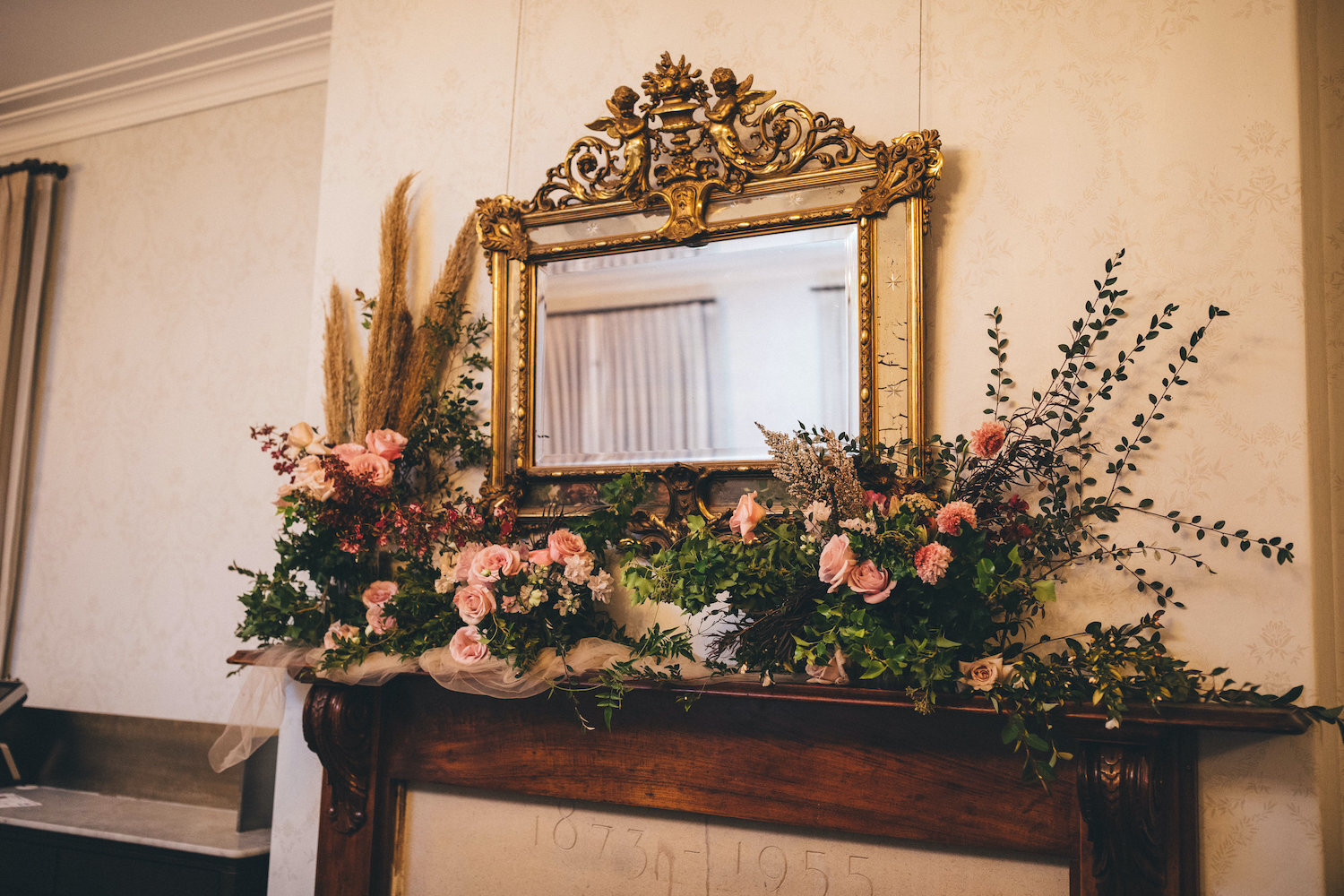 mantlepiece and mirror with floral decor gunners barracks