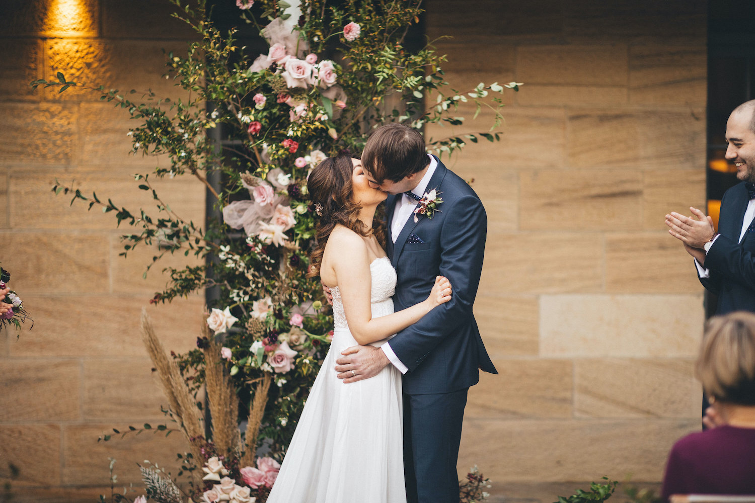 couple kissing at the wedding ceremony