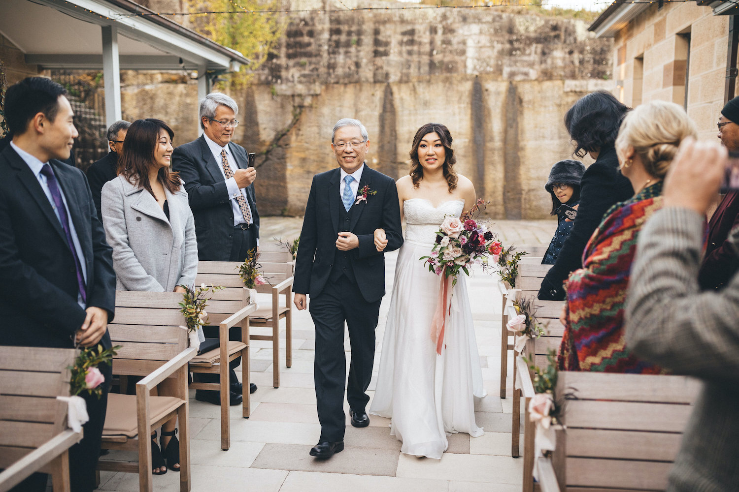 walking down aisle sydney bride wedding venue gunners barracks