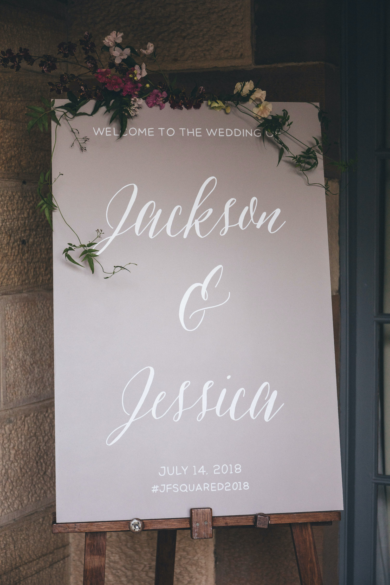 custom welcome sign hand calligraphy sydney wedding