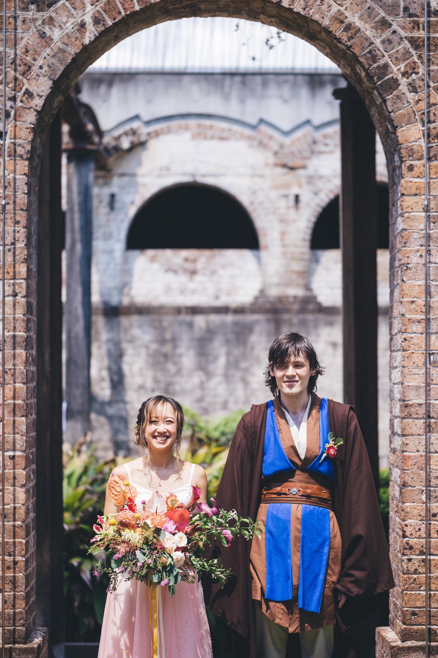 wedding couple at paddington reservoir gardens