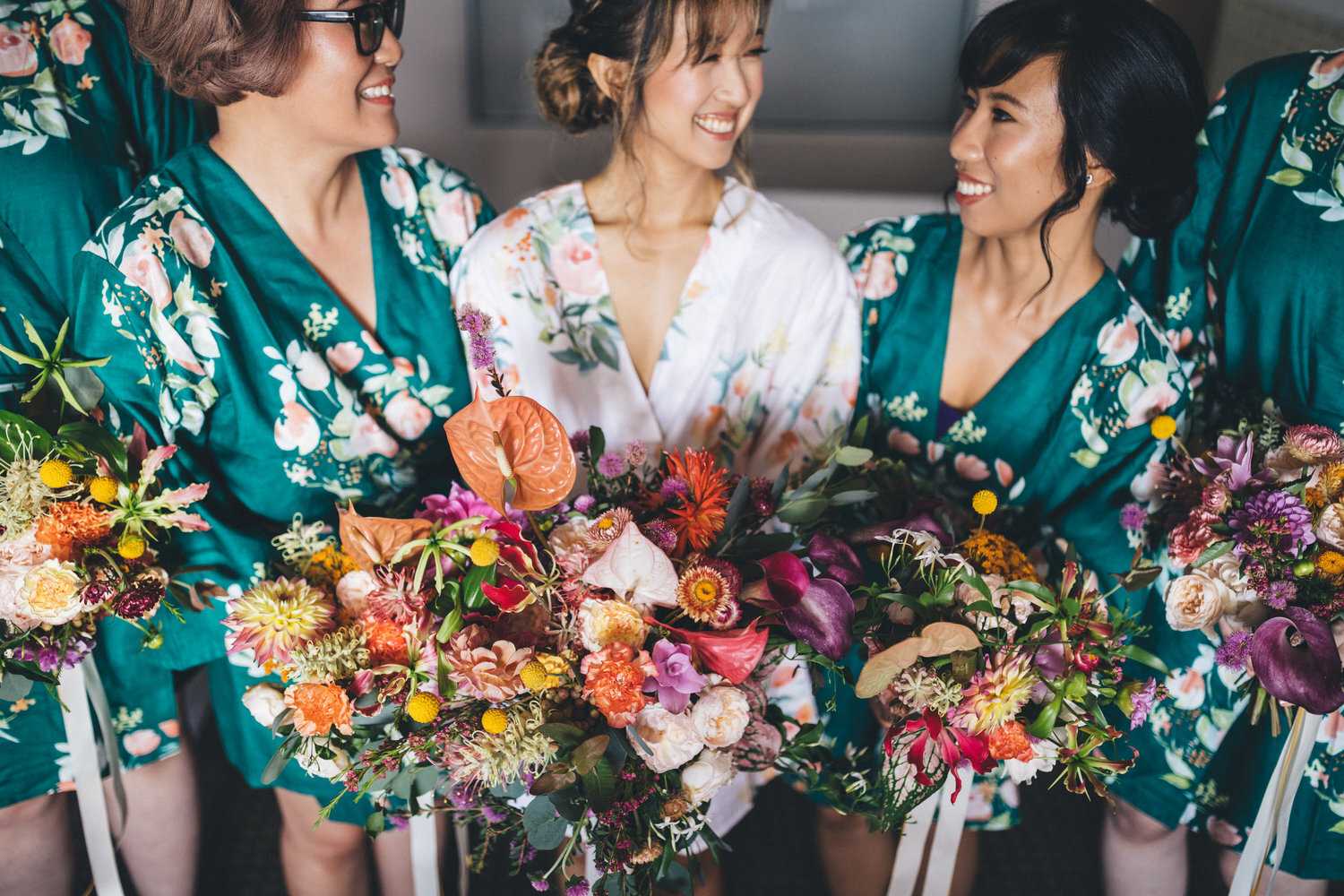 bridal party with flowers in sydney