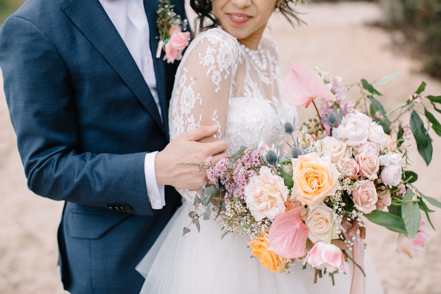 couple wedding shoot beach side at maroubra