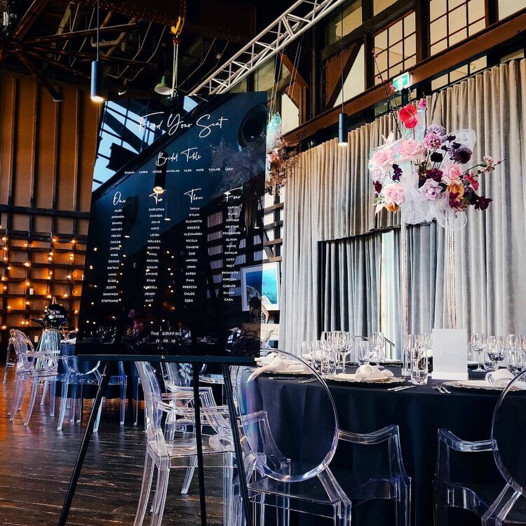 custom perspex seating chart for wedding reception