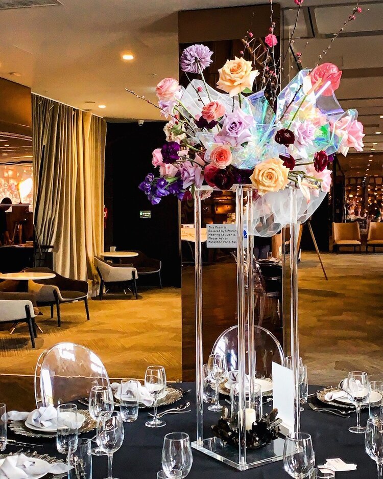tall table design at ovolo hotel wedding showcase