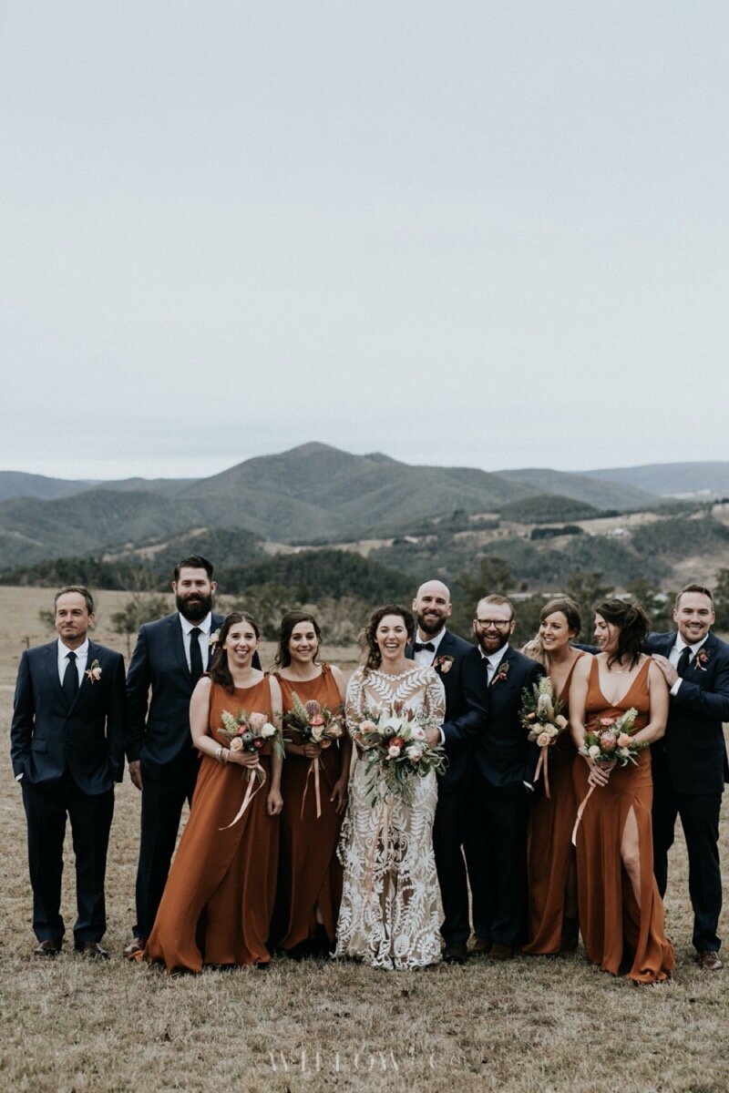 rustic wedding bridal party photography by willow and co