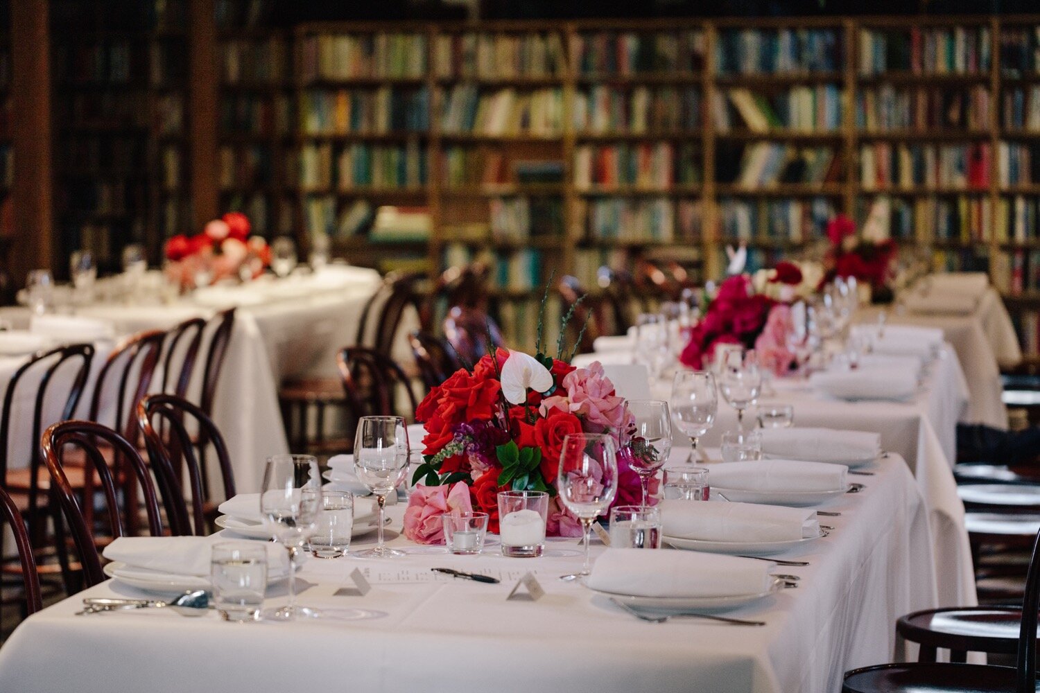 wedding reception bendooley book barn lime tree bower flowers