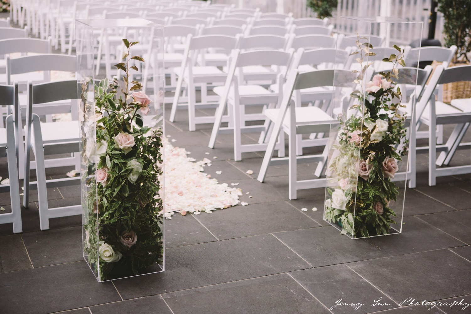 aisle plinths pier one sydney flowers wedding lime tree bower