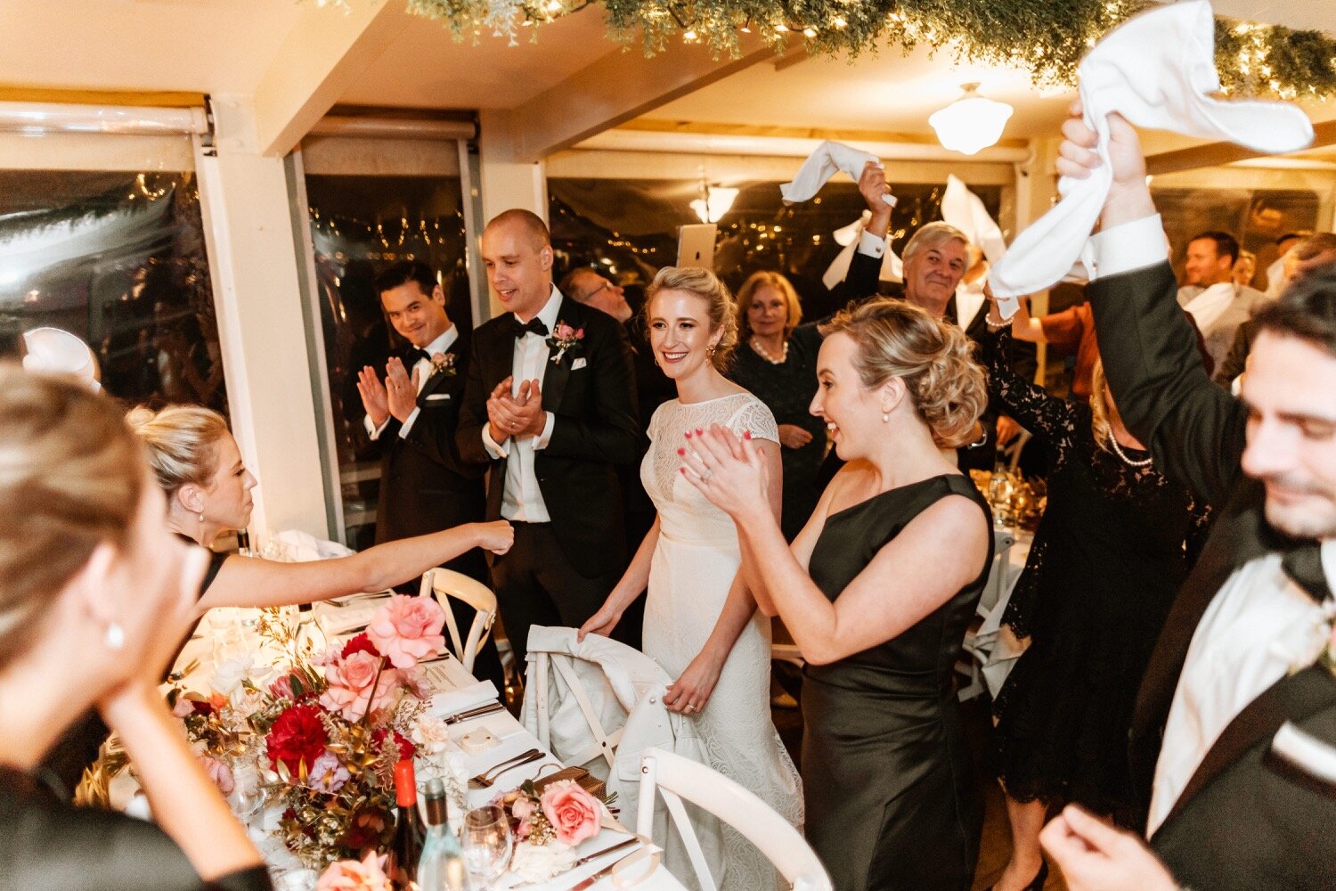 reception burnt orange mosman married couple