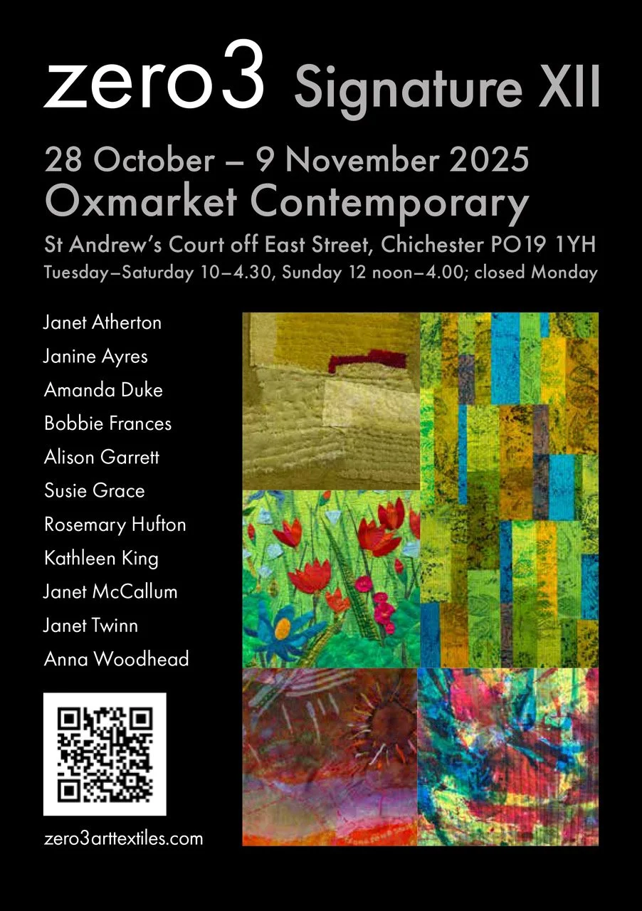 All eleven members of zero3 are very excited to be exhibiting in Oxmarket Contemporary.  It is our first exhibition in this wonderful unconstrained space, which gives us the freedom to display our work exactly as we want.  Whenever possible, each mem