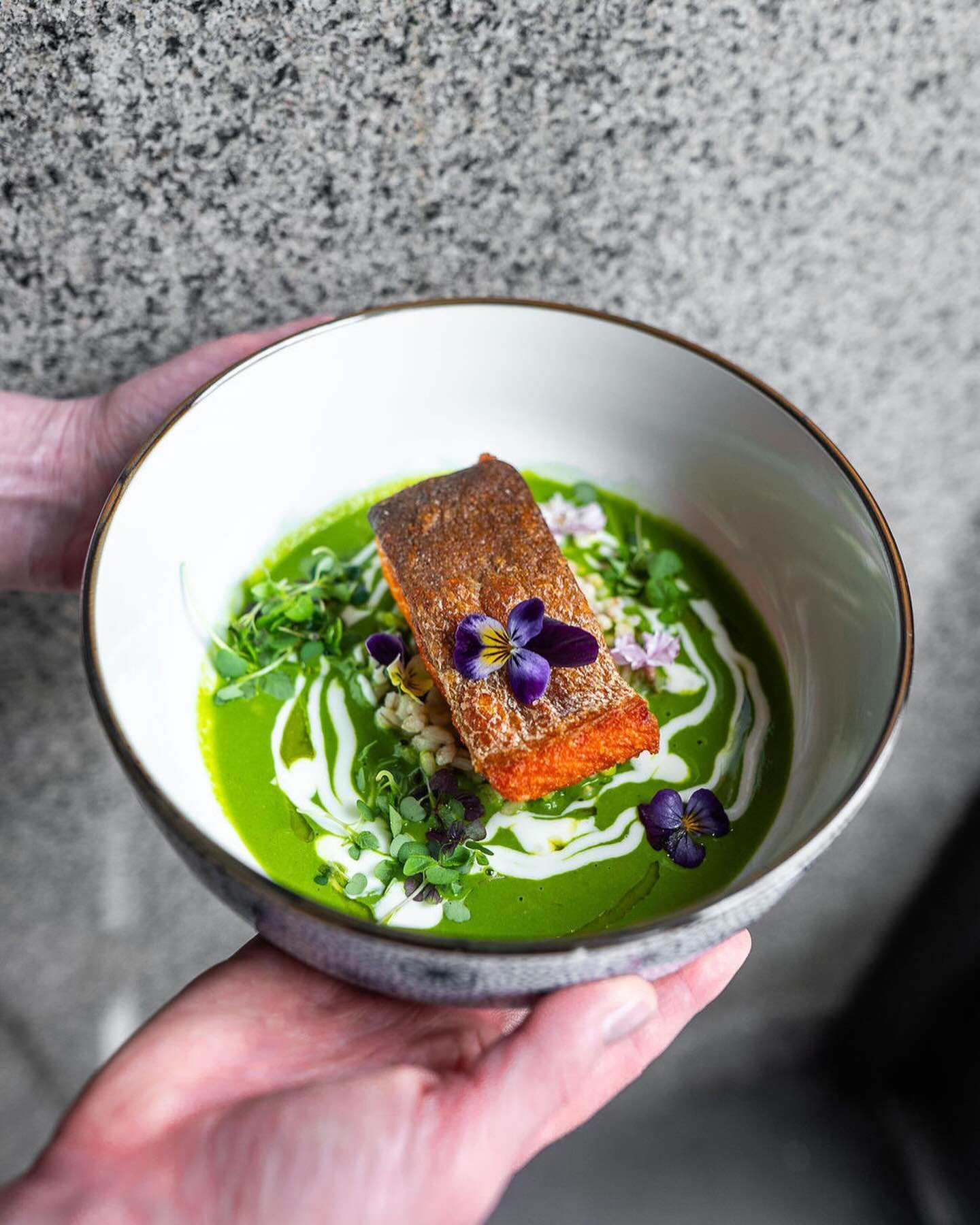 &ldquo;Beauty is in the eye of the beholder&rdquo;

Behold &hellip;Crispy Trout, Grains, Mizuna Pur&eacute;e, Shiso, Ginger Creme Fraiche.  Now available on the Late Spring menu. 

See you at 5 PM.