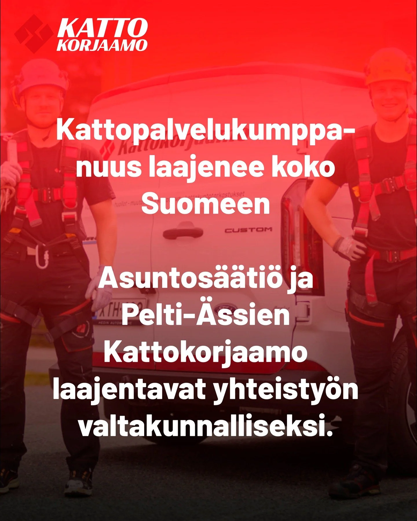 Asuntos&auml;&auml;ti&ouml;n ja &Auml;ssien Kattopalvelukumppanuus laajenee koko Suomeen

Asuntos&auml;&auml;ti&ouml; ja Pelti-&Auml;ssien Kattokorjaamo laajentavat yhteisty&ouml;n valtakunnalliseksi. Aiemmin Etel&auml;-Suomessa k&auml;yt&ouml;ss&aum