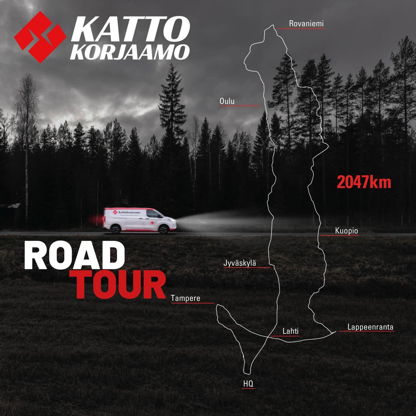 T&auml;ll&auml; viikolla starttaa #kattokorjaamon ROAD TOUR🚀 ja matka halki Suomen. Kierros on ensimm&auml;inen konkreettinen askel kohti valtakunnallista laajenemista joka k&auml;ynnistyy t&auml;ss&auml; vuoden 2026 alusta Asuntos&auml;&auml;ti&oum