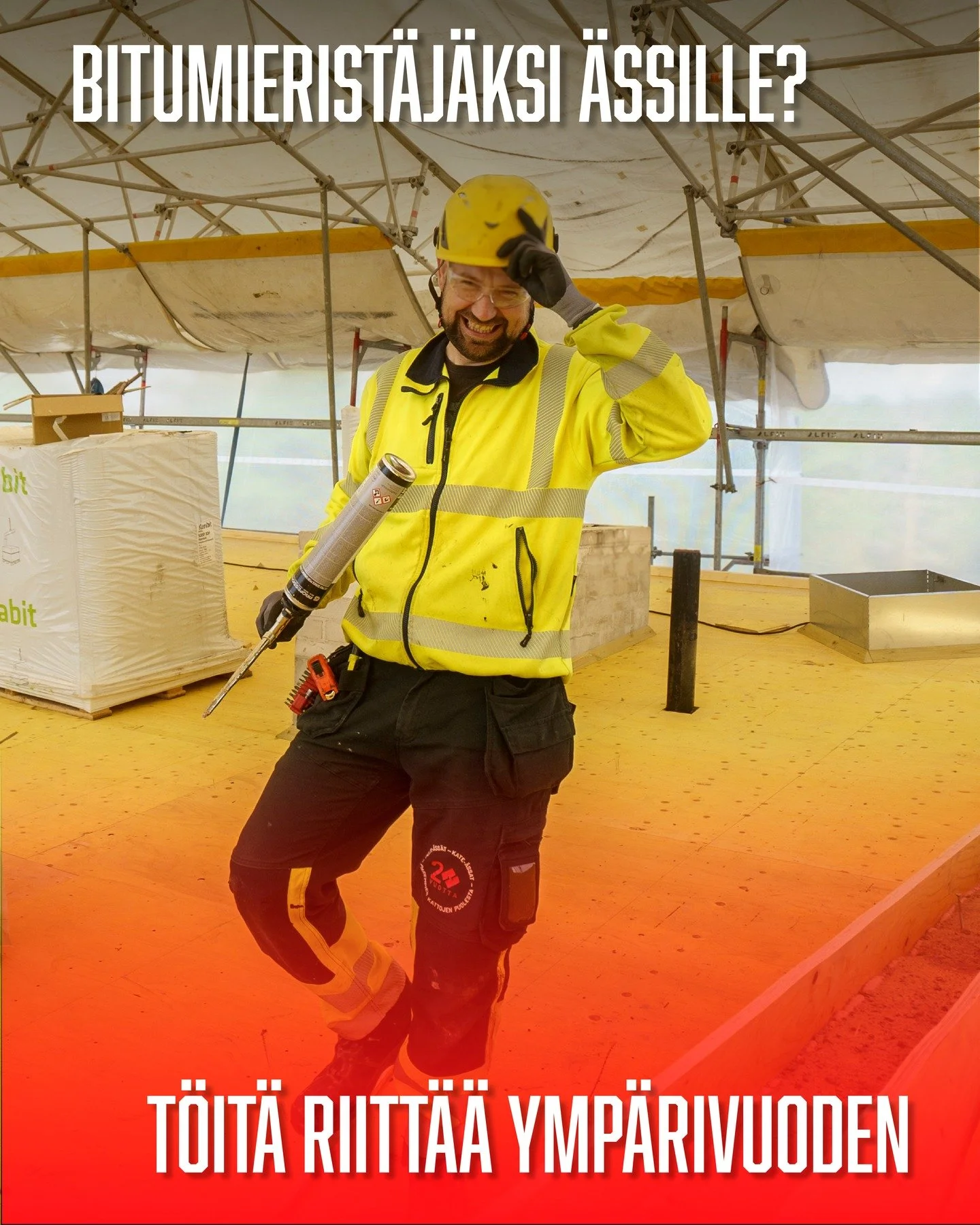 🔴 Bitumierist&auml;j&auml;ksi &auml;ssille vakituiseen ty&ouml;suhteeseen tai aliurakoitsijaksi
nyt on hyv&auml; hetki tulla &Auml;ssille t&ouml;ihin.

Meill&auml; bitumikateurakoinnin tilauskanta on vahva ja t&ouml;it&auml; riitt&auml;&auml; ymp&au