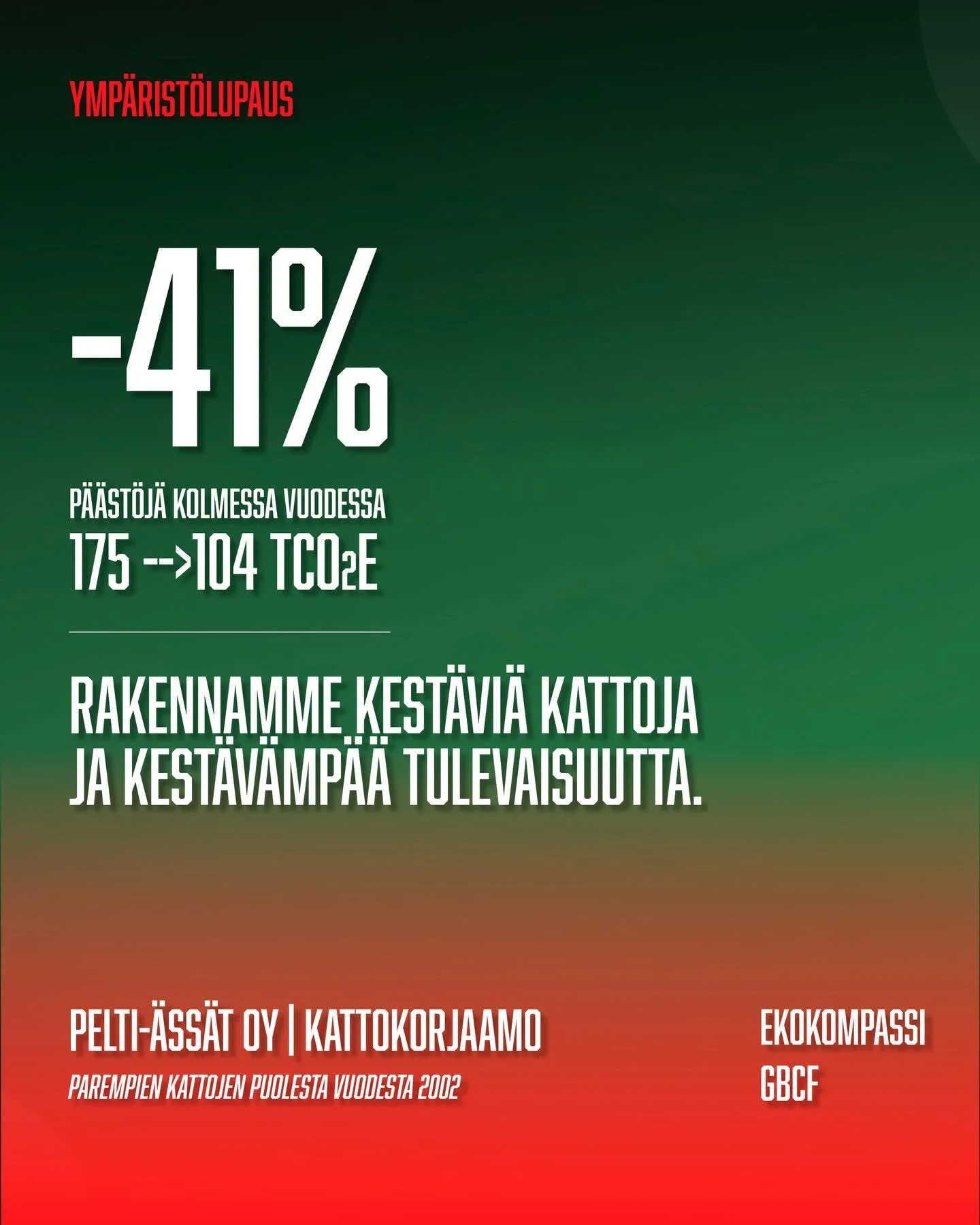 ☀️Kev&auml;tp&auml;iv&auml;ntasaus &mdash; muutama fakta meid&auml;n  ymp&auml;rist&ouml;teoista 👇

Kolme vuotta. 41 % v&auml;hemm&auml;n p&auml;&auml;st&ouml;j&auml;.
175 &rarr; 104 tCO₂e.

Ei viherpesua vaan tekoja:
🔋 Hiilineutraali s&auml;