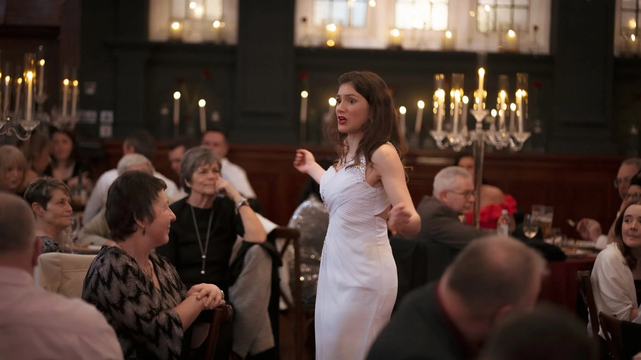 A glamorous actress accused of murder in the Murder Mystery at Morgans Hotel.