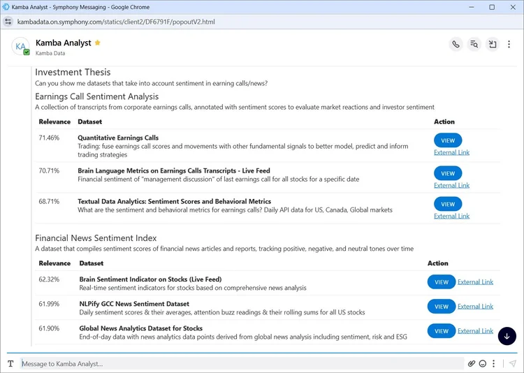 Screenshot of Kamba Smart Search UI