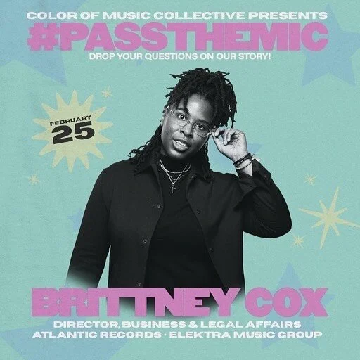 TOMORROW👏🏽 we&rsquo;re joined by the incredible Brittney Cox (@summakushlaude) for our next #passthemic takeover!🎙
.
.
We&rsquo;re so excited to have Brittney on the lineup and to have her share her share her insight as the Director of Business &a
