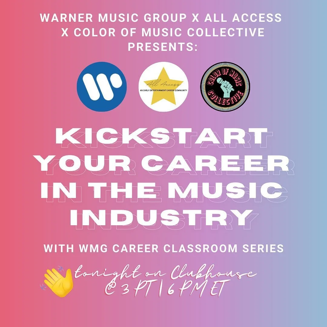 Music Industry Sophomore and Junior College Students: this Clubhouse chat is for you! 👋

We&rsquo;re excited to announce that we&rsquo;re partnering with @warnermusicstudents and @allacesscommunity to bring you an info session all about the Spring 2
