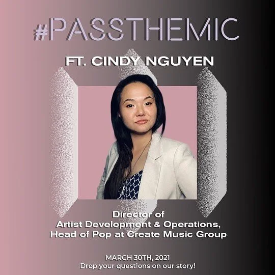 TOMORROW &mdash; we&rsquo;re going to #passthemic to the one &amp; only Cindy Nguyen (@cinwin_connections). She&rsquo;s taking over our story at 1 PM PT | 4 PM ET 💫
.
Cindy is the Director of Artist Development &amp; Operations AND Head of Pop at Cr