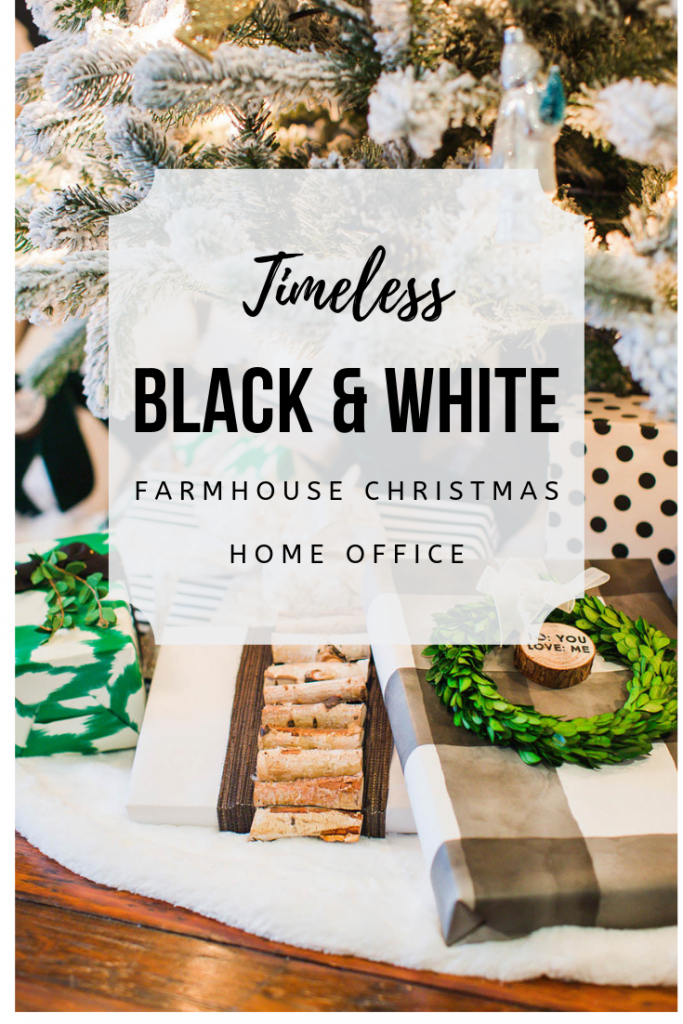 Timeless black and white farmhouse christmas home office