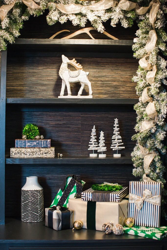 Timeless black and white farmhouse christmas home office