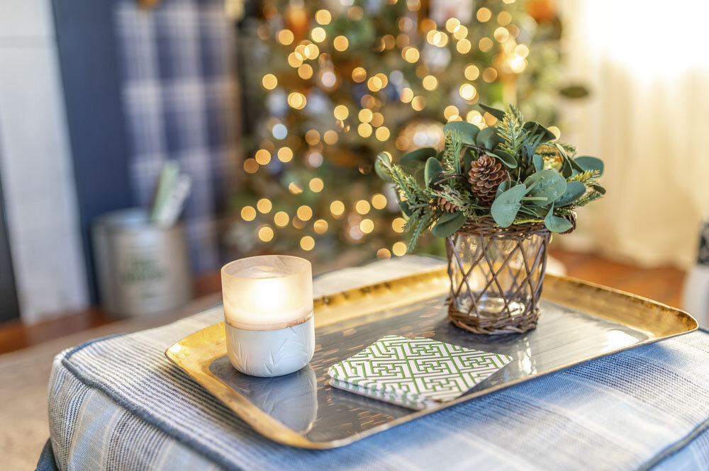Christmas blue and white coffee table
