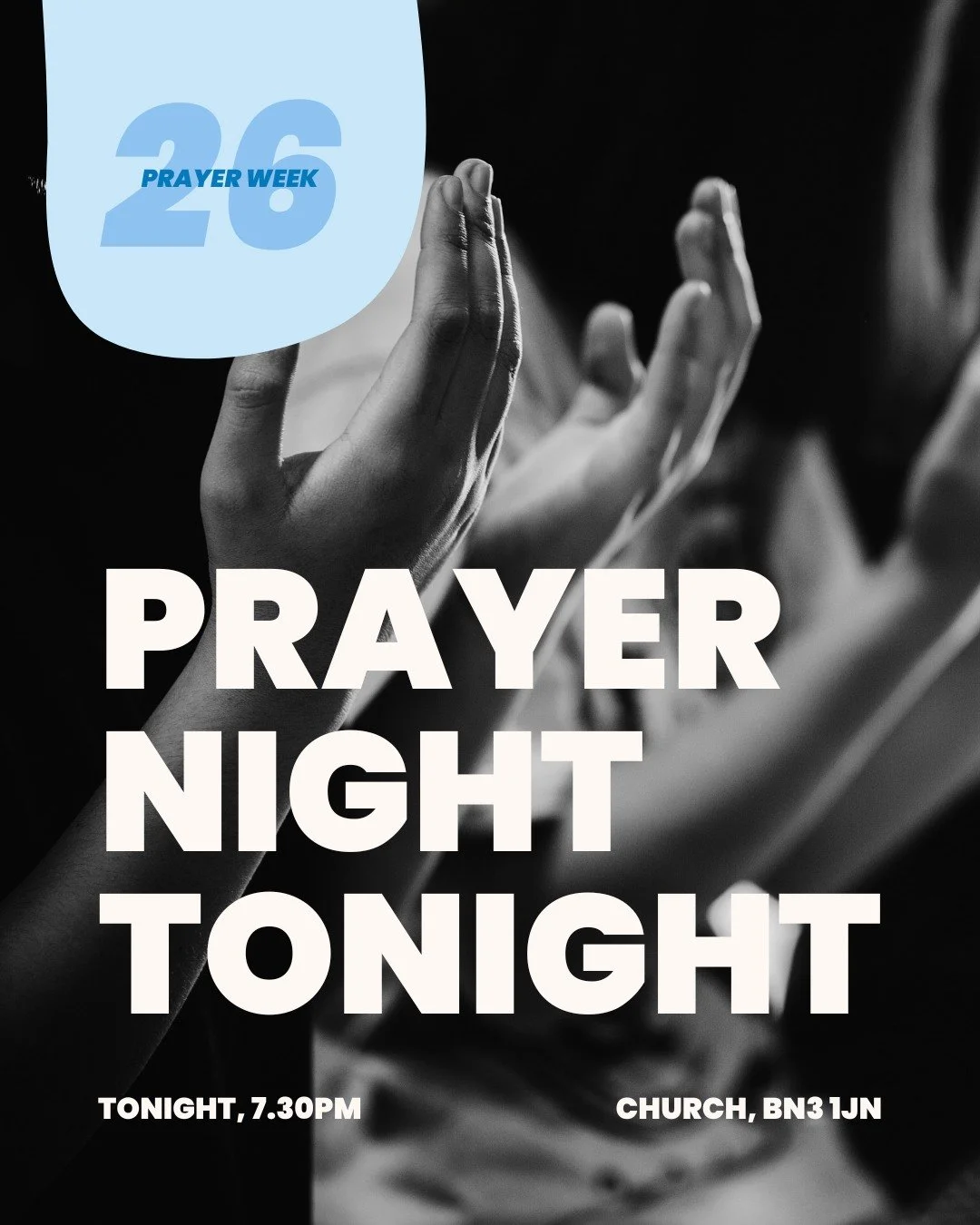 Gather with us this eve at 7.30PM for our monthly prayer night! Make time to hear God's voice and to pray for our church, city and world. See you there! 🙏