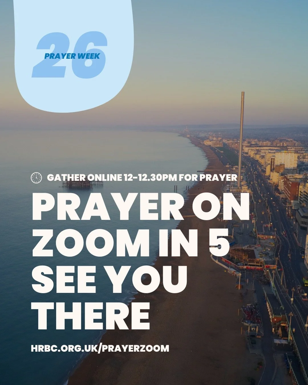 Everyday this week (mon-fri) we're meeting for prayer at 12-12.30PM. Why not join us on your lunch break? Head to > hrbc.org.uk/prayerzoom 🙏