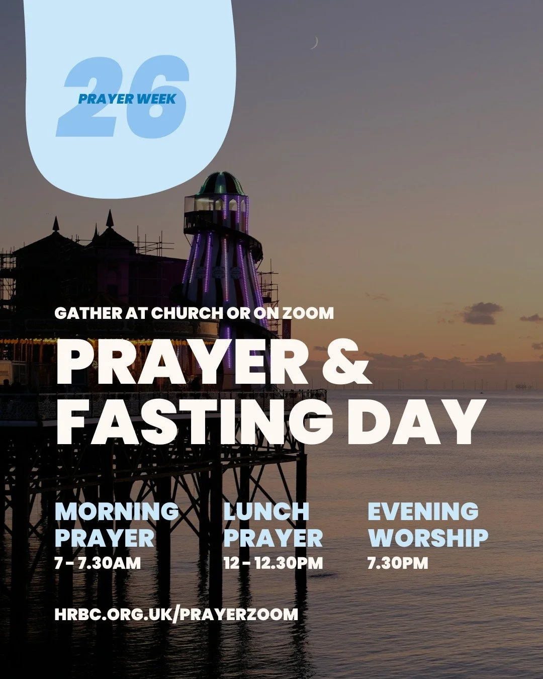 Tomorrow we'll be gathering throughout the day for Prayer &amp; Fasting. You can gather in-person at church or online on Zoom for all events today. Want to know more about fasting? Head to hrbc.org.uk/prayerweek to hear David explain 🙏