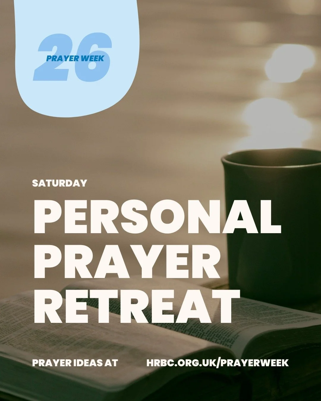 Tomorrow why not spend a morning, afternoon or hour in prayerful retreat. We&rsquo;ve gathered a few resources below to give some ideas for how you could spend your quiet time - find them at hrbc.org.uk/prayerweek 🙏