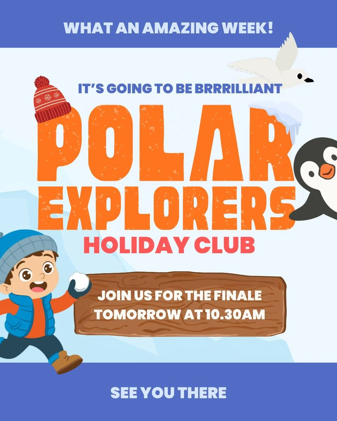 Join us for the Polar Explorers Holiday Club Finale TOMORROW at 10.30AM. We will have our special holiday club service followed by lunch together in the hall. If you'd like to join for lunch, please do sign up - hrbc.org.uk/holidayclublunch 🐧🎉
