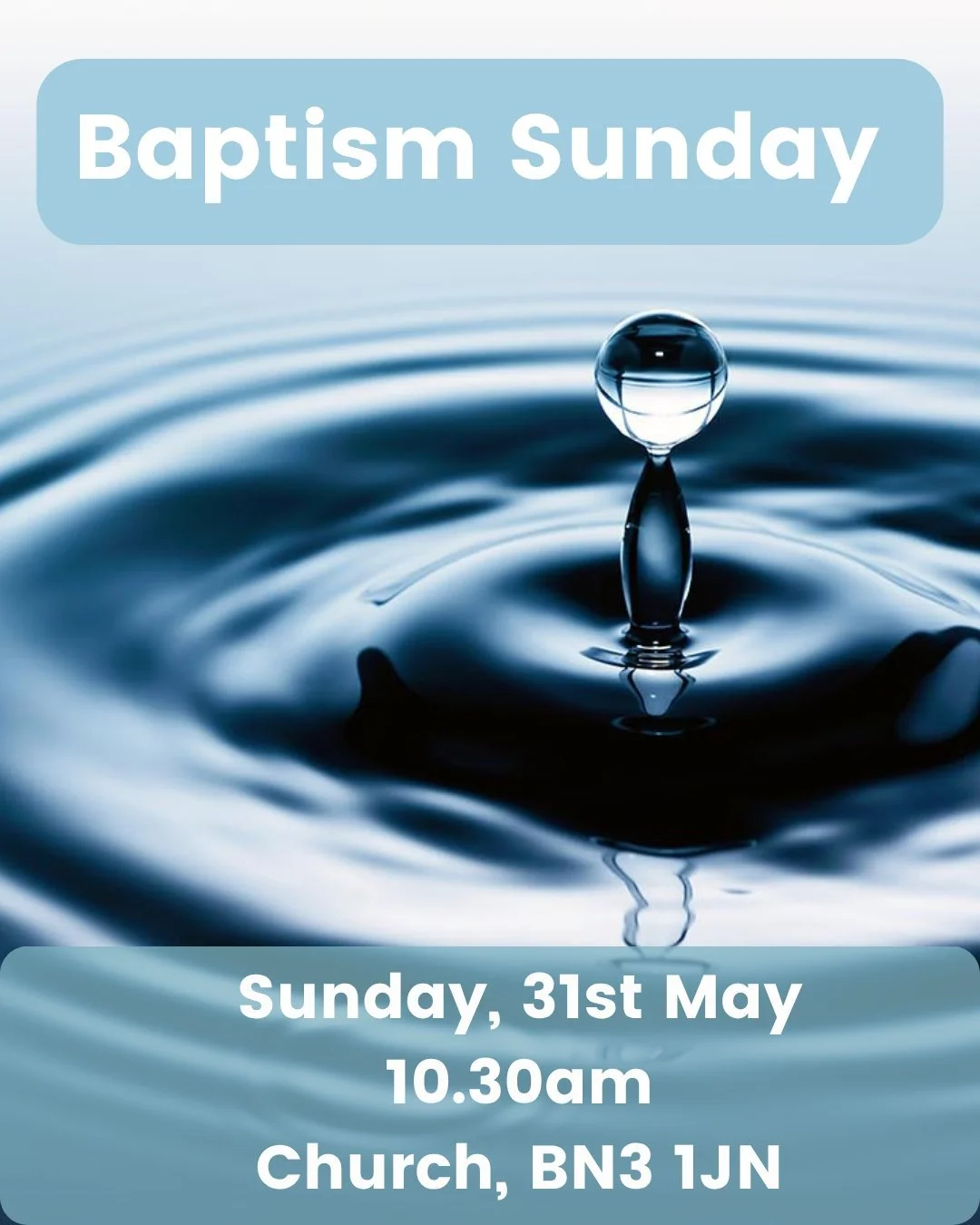 We are very excited for a BAPTISM SUNDAY tomorrow! Due to what looks like unsettled sea conditions, we've made the decision to move the baptisms to church. We will still have a church picnic after the service - venue to be announced in the morning - 