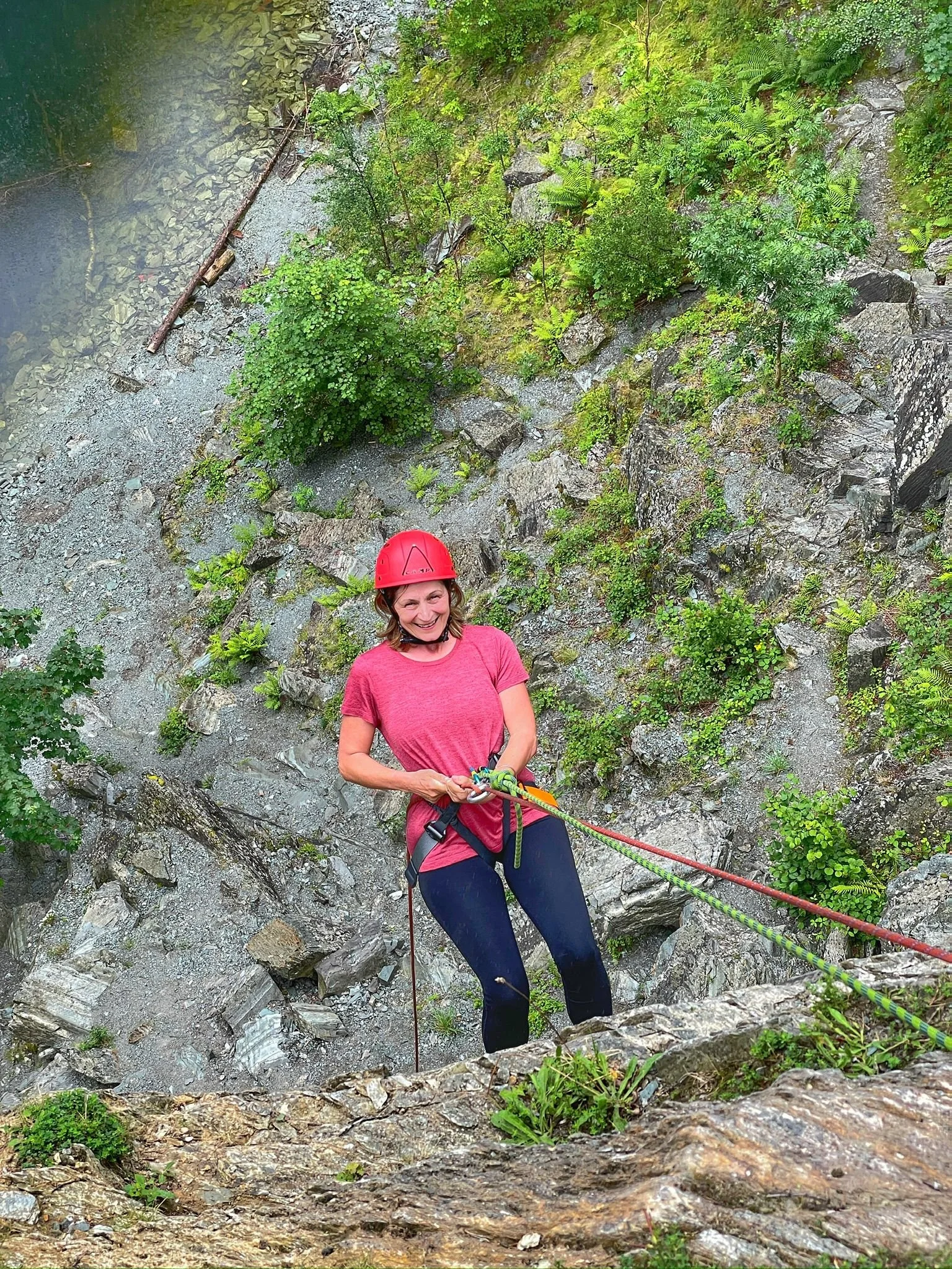 Abseiler at Hodge Close Quarry, Lake District UK