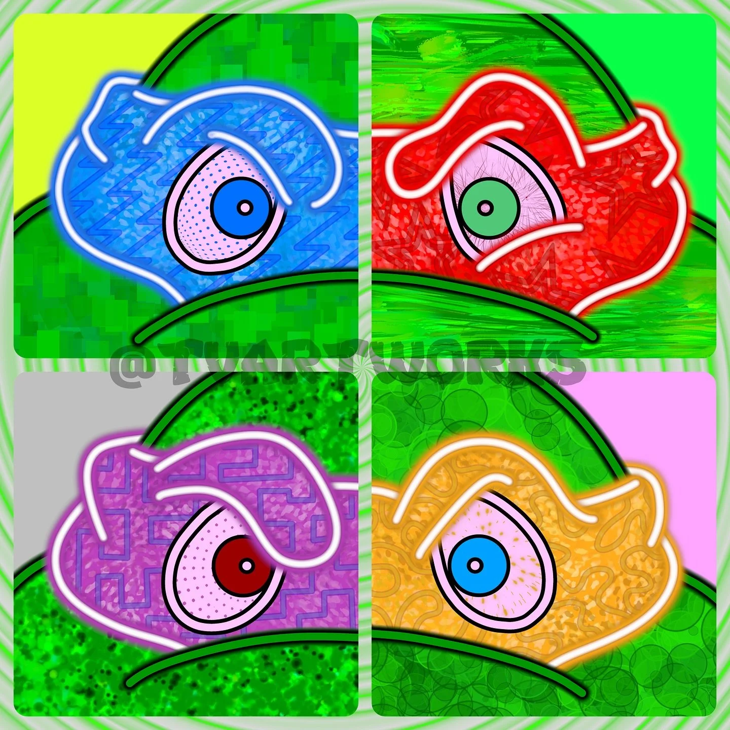 These are actually just individual eye shots of a much larger project. Maybe a 5-10% preview of the overall images I&rsquo;m working on. But I thought they were cool combined like this. 

#tmnt #teenagemutantninjaturtles #tmntleo #donnie #tmntmikey #