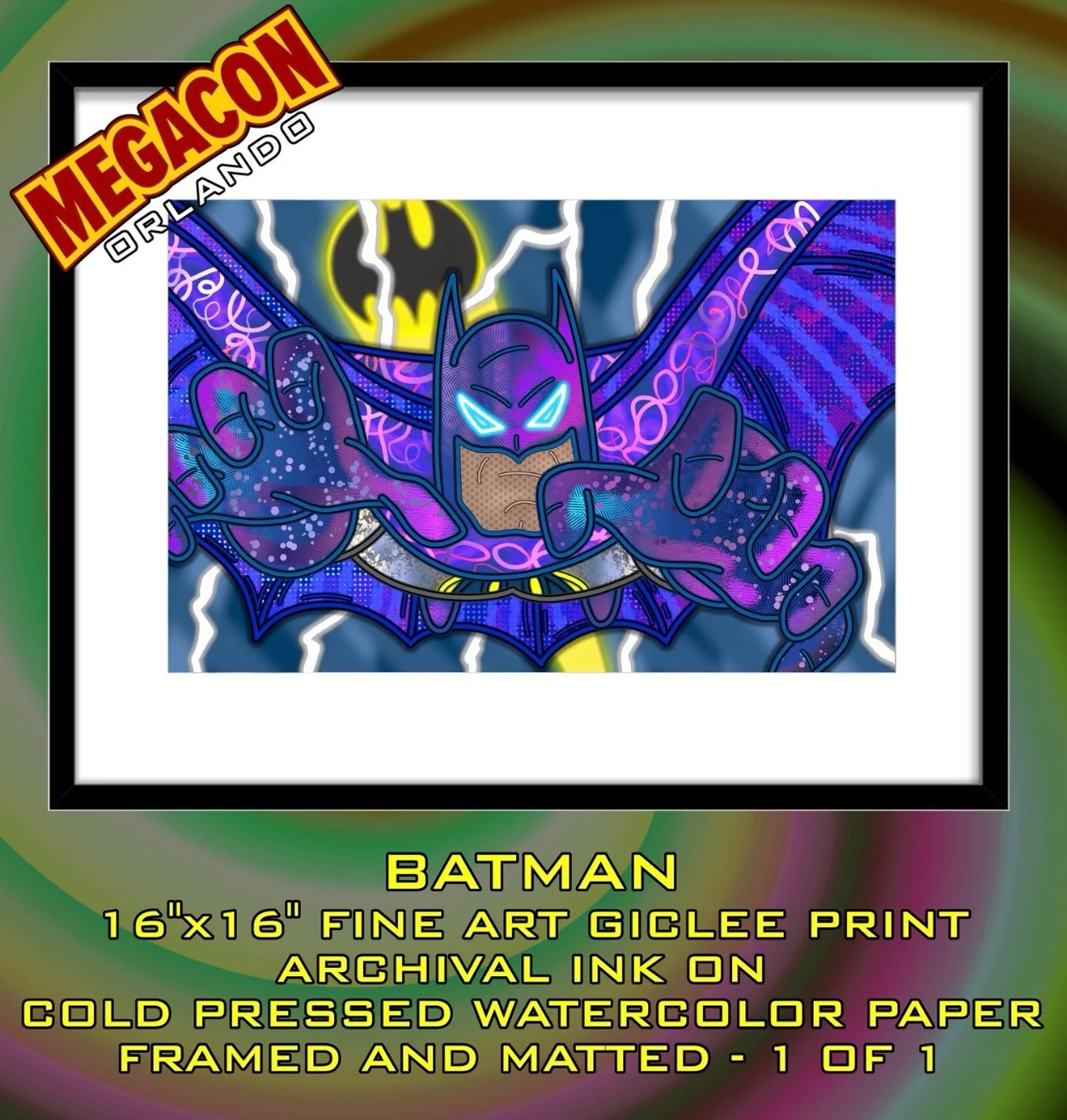 At @megaconorlando ! This 1 of 1, Batman (The Animated Series) is a 12&rdquo;x16&rdquo; giclee print, produced with archival ink on cold pressed water color paper,  framed and matted. Signed with a COA. (Total size in frame 17&rdquo;x22&rdquo;). #tva
