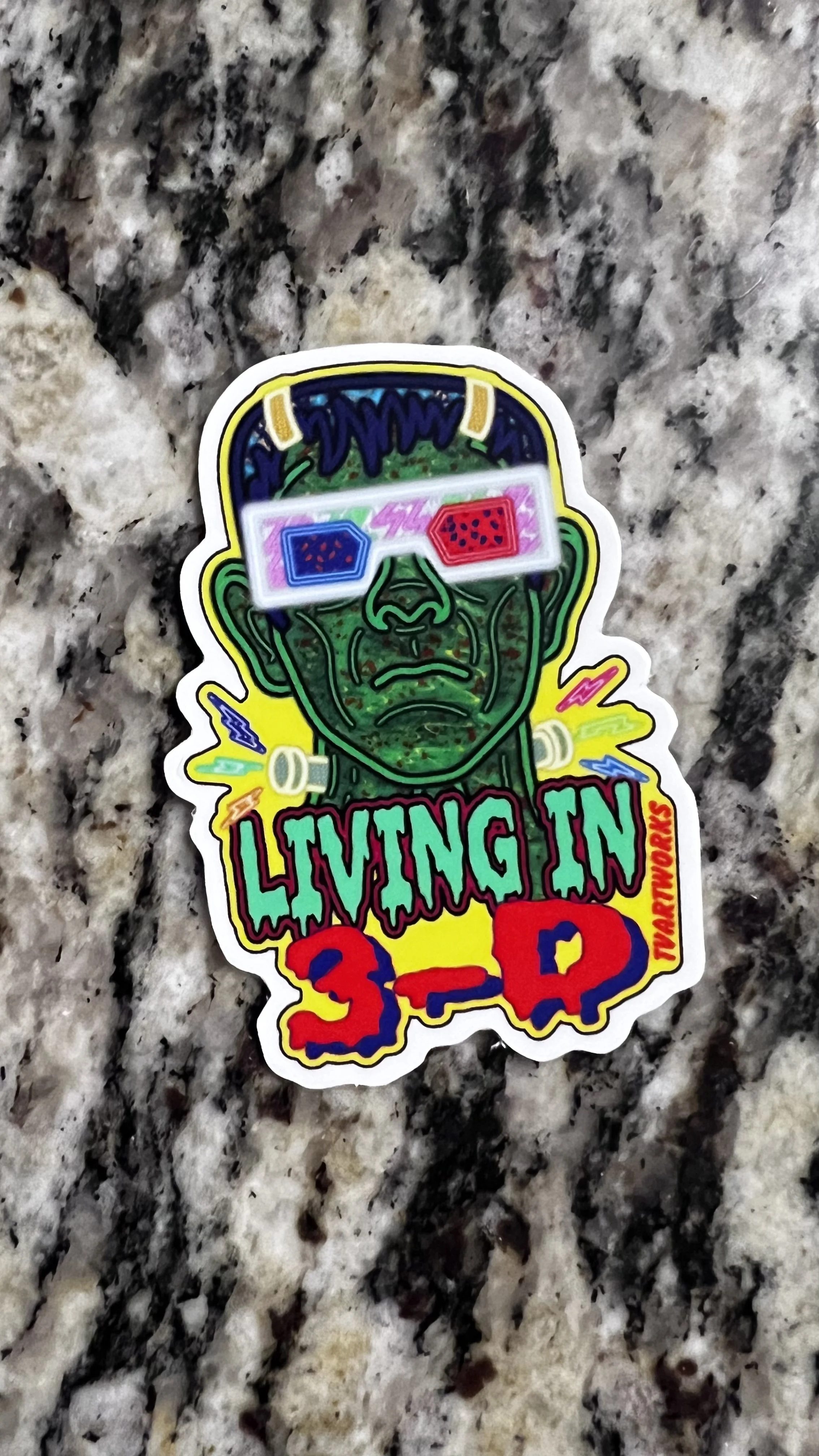 Living In 3-D Sticker