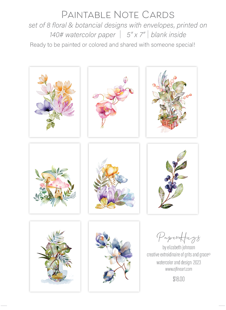 FLORALS & BOTANICALS  PAINTABLE WATERCOLOR NOTE CARDS