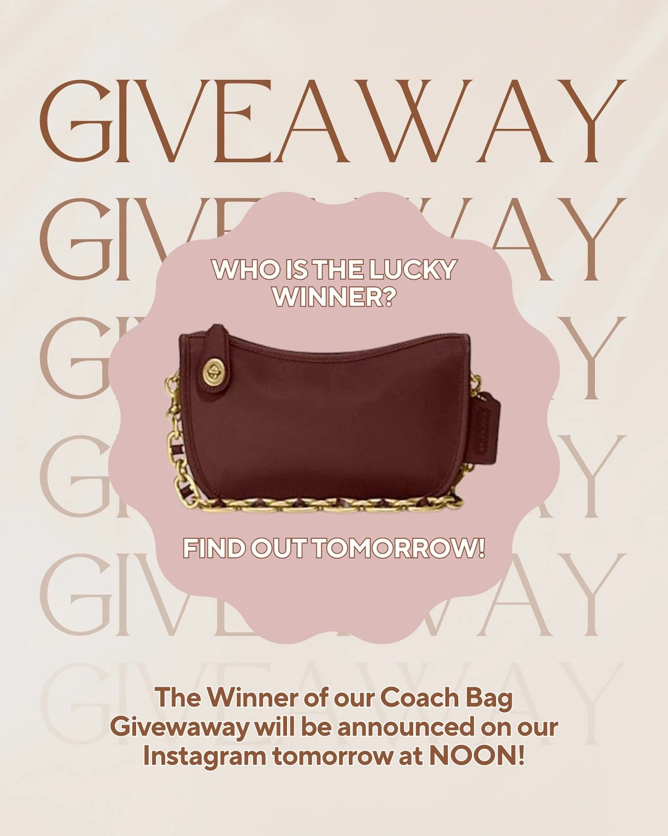 COULD IT BE YOU?? Find out vtomorrow at noon when we post the winner of our raffle drawing for this gorgeous chocolately @coach clutch giveaway!