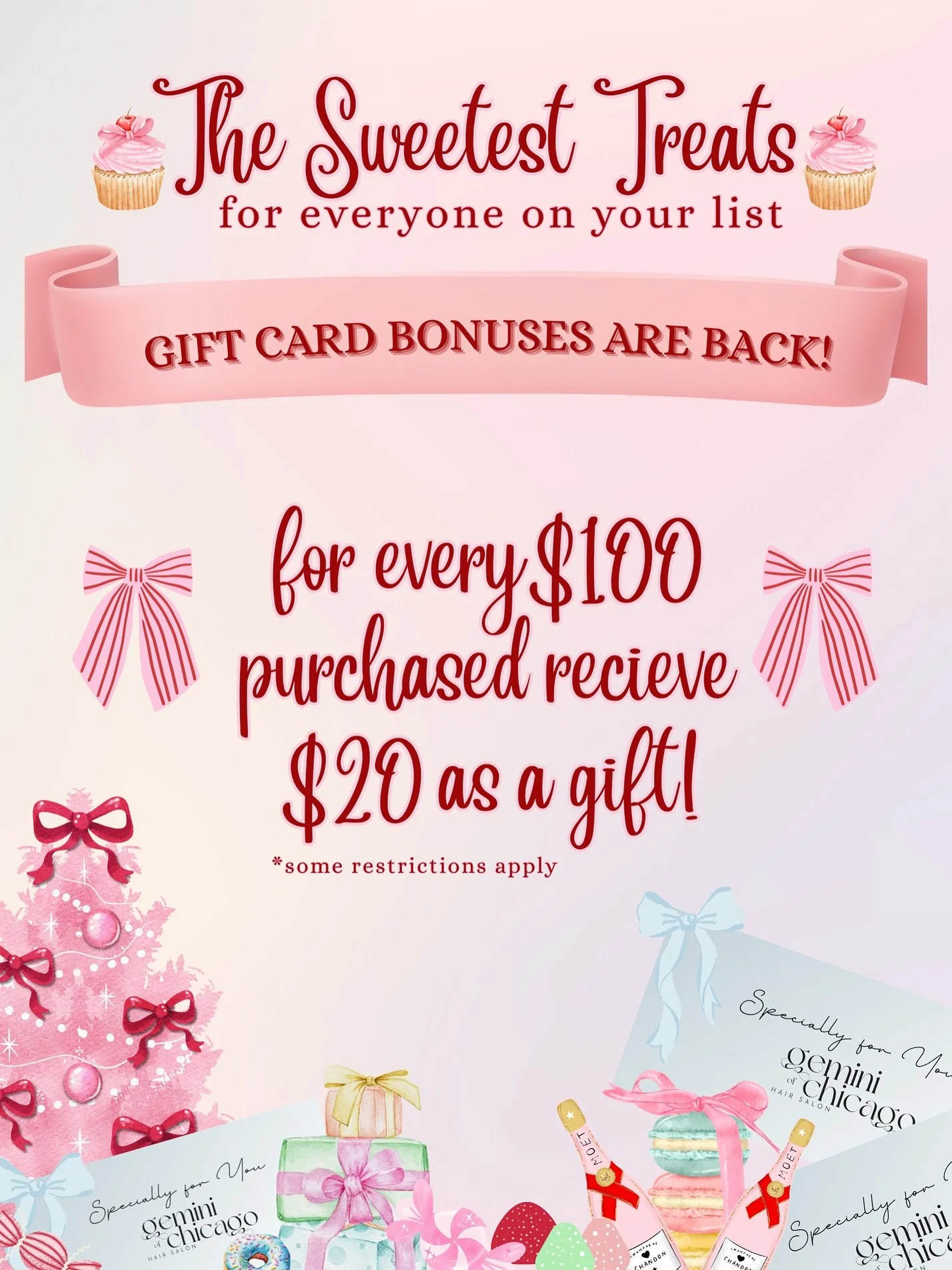 🎀🎄🍭LINK IN BIO - Our BIG ANNUAL SALE is back! And this year there are more treats than ever -  purchase GCs using Link in bio or stop in and spin the wheel to win prizes while shopping for your favorite luxe hair care &hearts;️🎄🎀🎄🍭