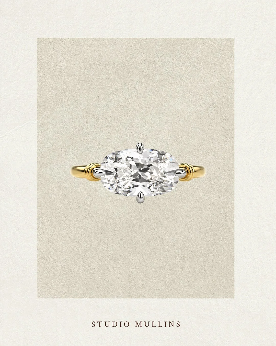 East West Elongated Old Mine on Signature Lover's Knot Band