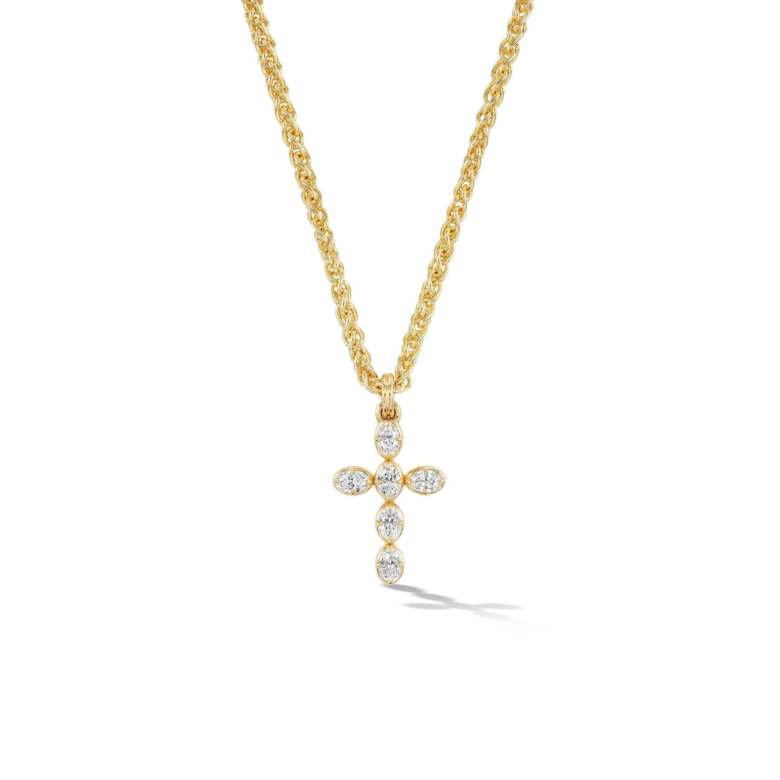 Oval Diamond Cross Necklace