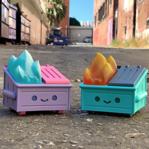 Fig 2. Hers and Hers Dumpster Fire Set. Makes for a great wedding cake topper.