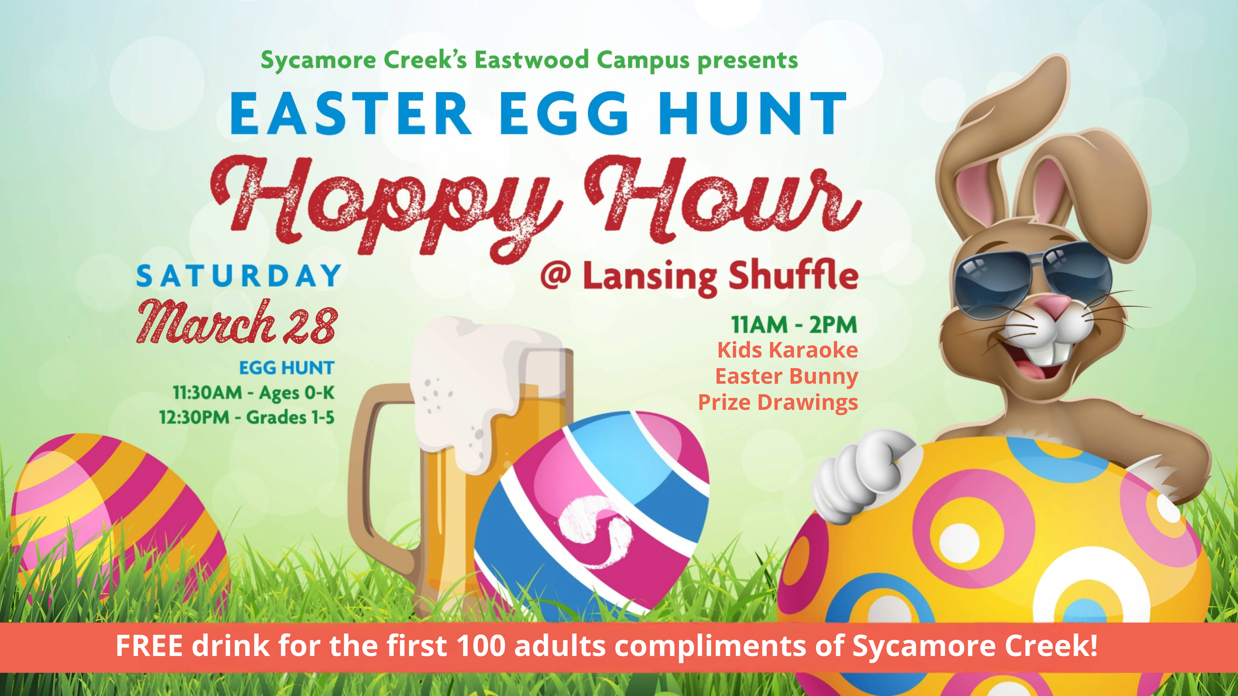 🐰 Hop on over! Easter Egg Hunt &amp; Hoppy Hour at Lansing Shuffle