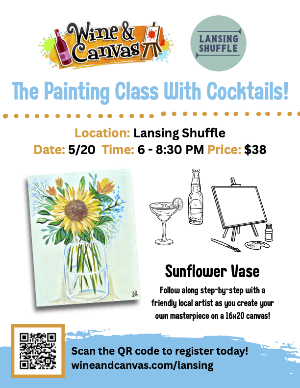 Wine &amp; Canvas - Sunflower Vase – Paint and Sip 