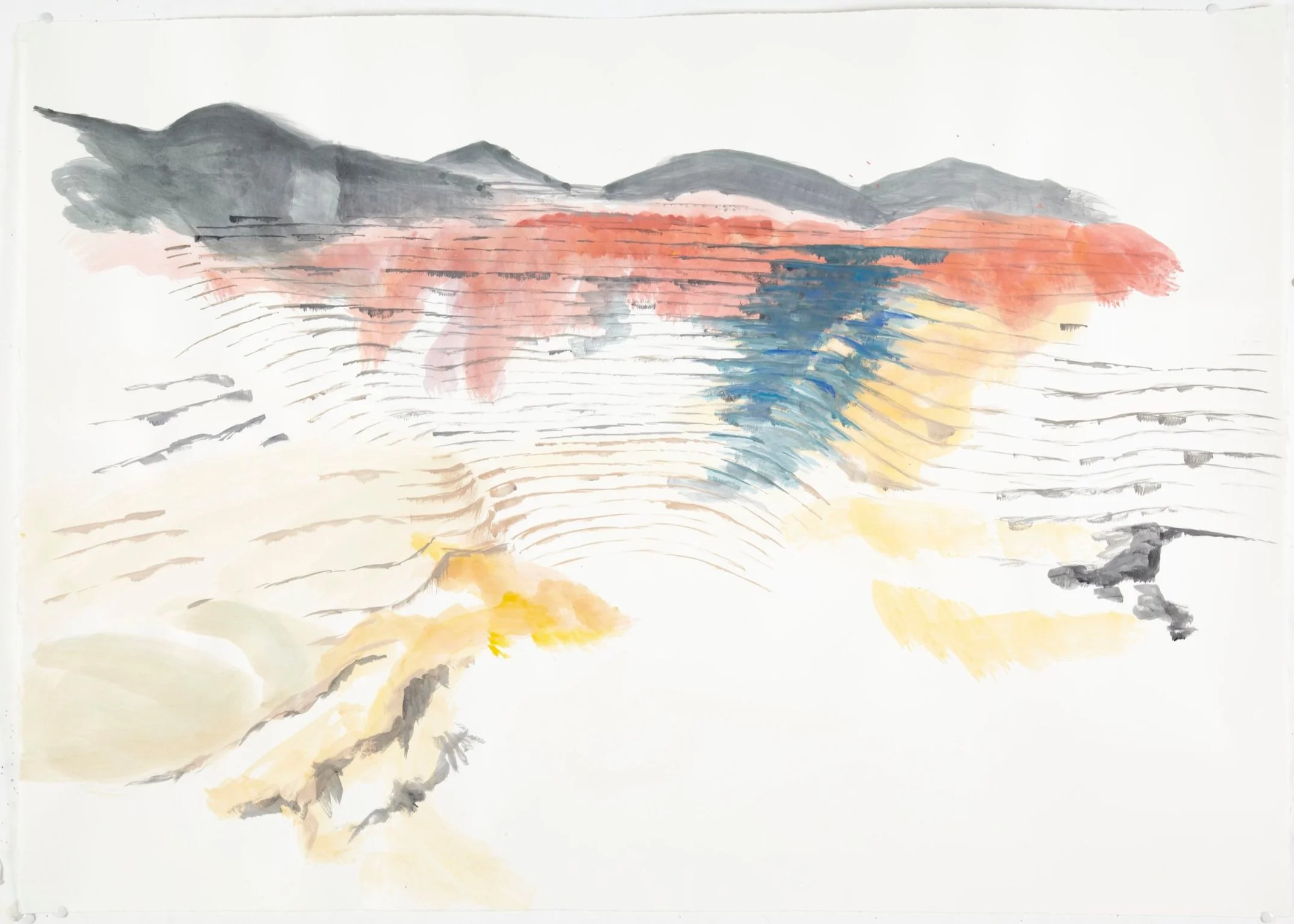  strip mines / landscapes  2011, tempura and watercolor on paper  series of 20-or-so drawings 