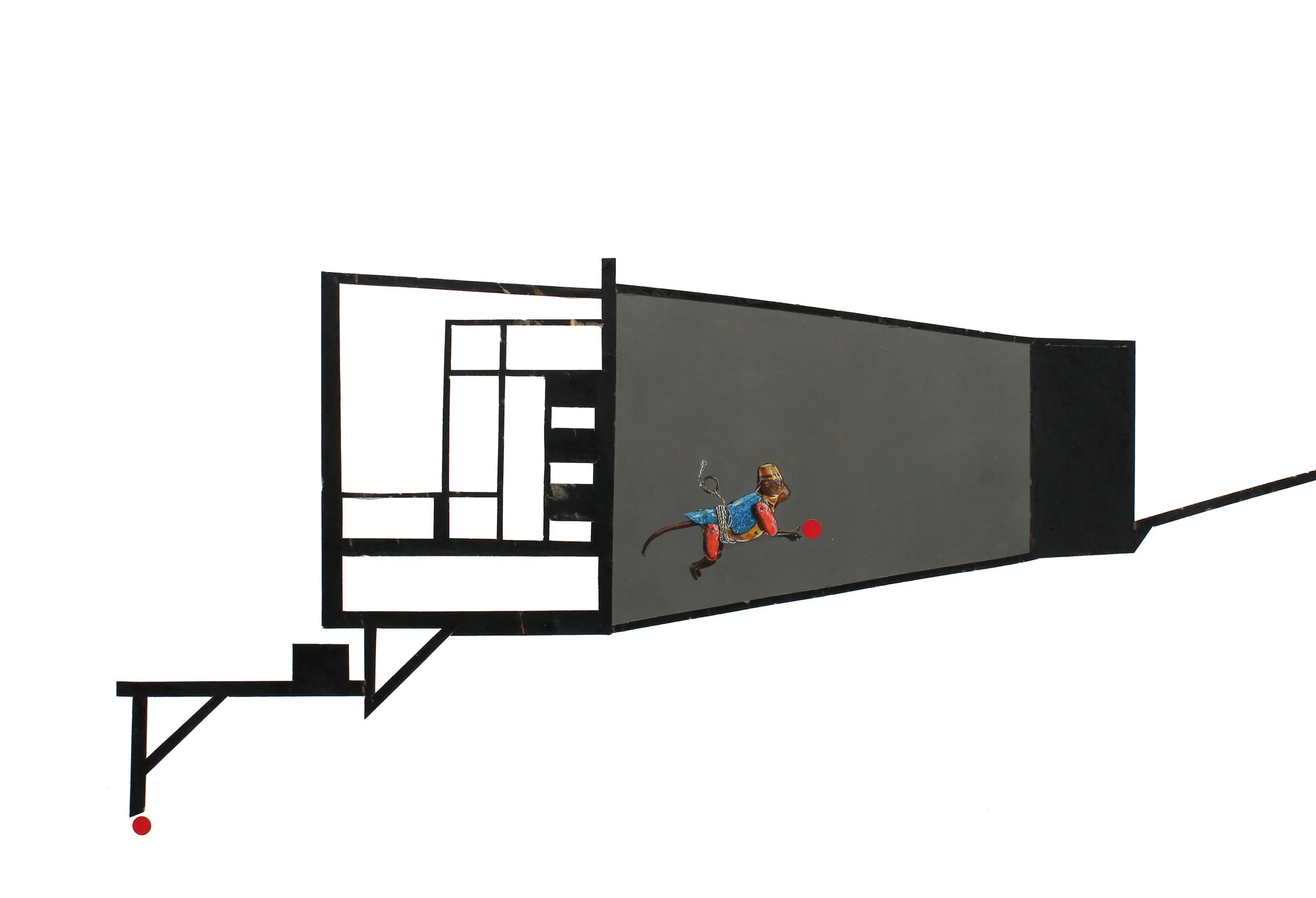 LOOKING FOR, 2021, PASTEL, ACRYLIC, ASPHALTUM + COLOR AID PAPER, 30" X 44"