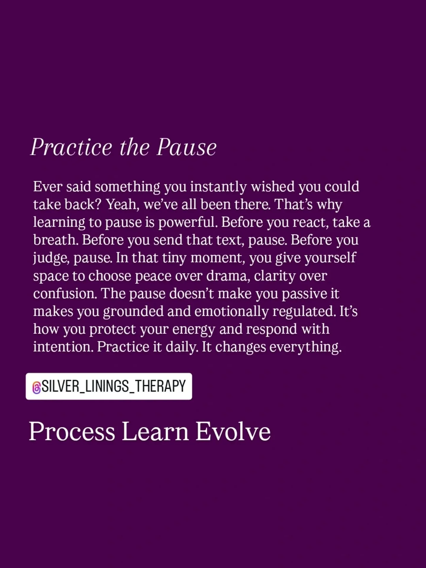 #SilverLiningsCounsellingPsychotherapy #Therapy #Therapist #MentalHealth #Anxiety #Depression #Trauma #Healing #Entrepreneur #Trending #Viral #FYP #PracticeThePause #Mindfulness #SelfGrowth #EmotionalIntelligence #InnerPeace #TakeABreath #BePresent #